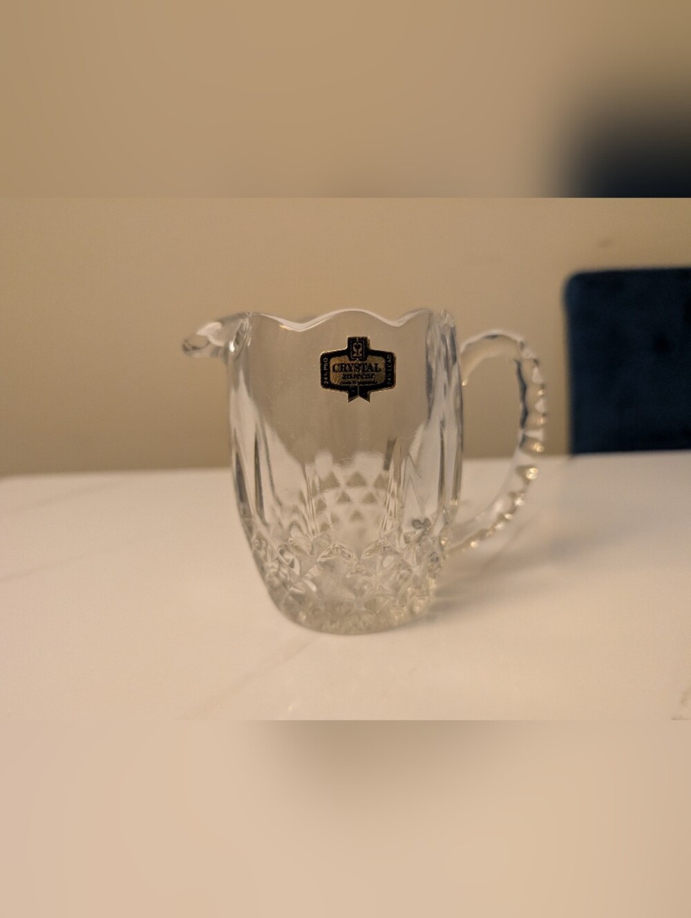 Vintage Crystal Zajecar 24% Lead Crystal Creamer - Made in Yugoslavia